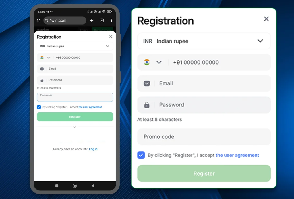 Register and start betting on 1Win India